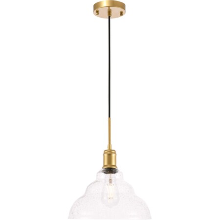 Gil One Light Brass And Clear Seeded Glass Pendant